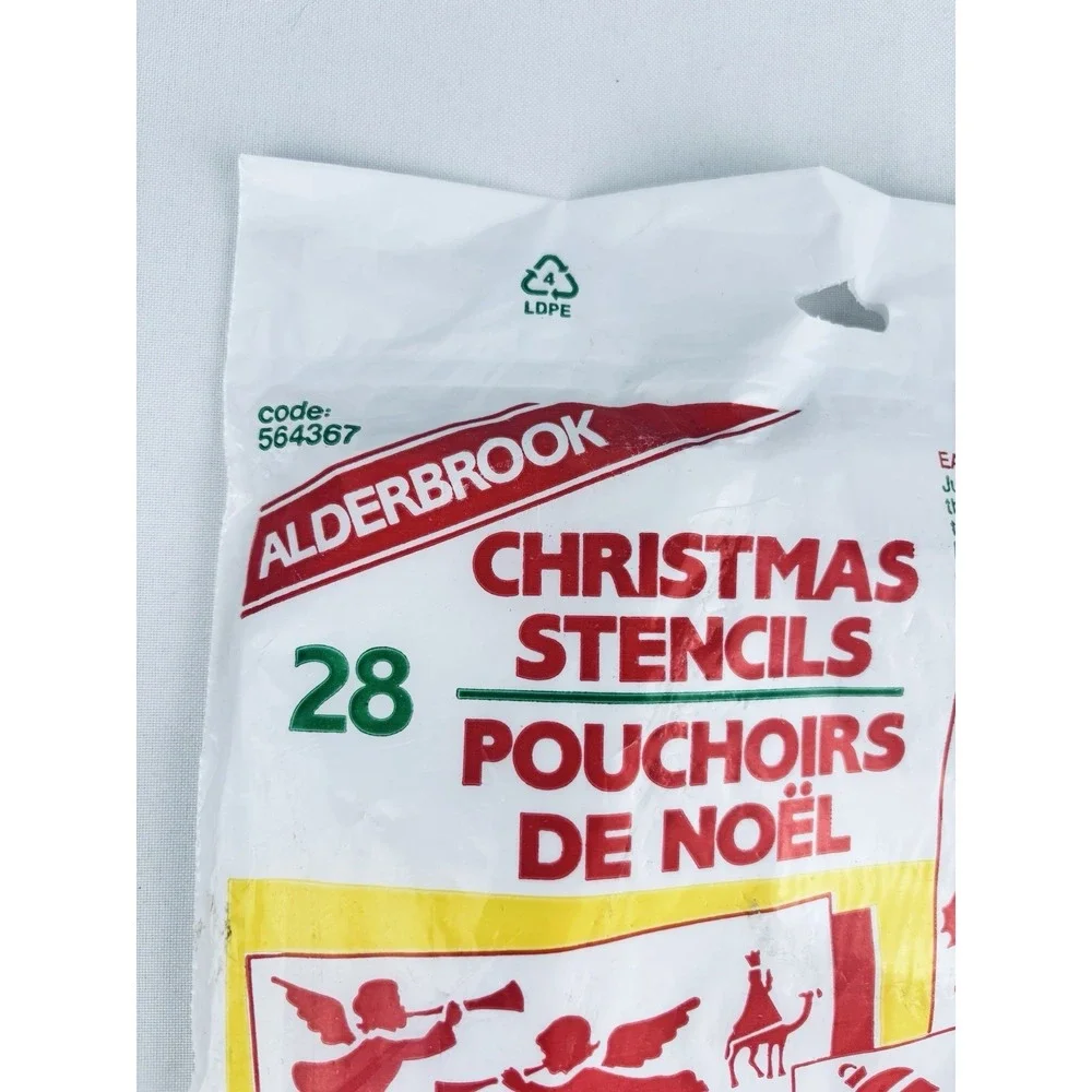 Vintage Alderbrook Frosty Christmas Stencils 28 Spray Snow  Sealed Window‎ Decor
